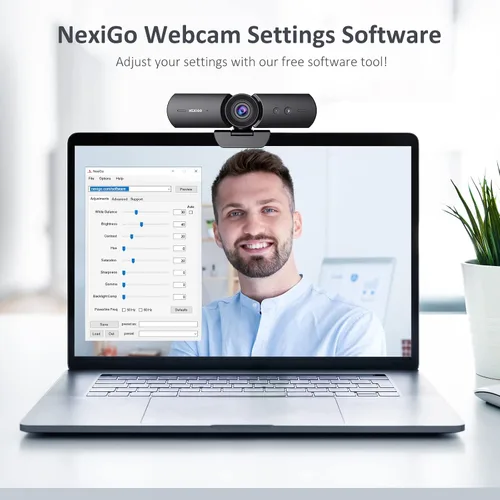 Vista 8 de NexiGo HelloCam, cámara web 1080P con Windows Hello, verdadera privacidad, obturador electrónico automático, cámara de computadora, micrófono