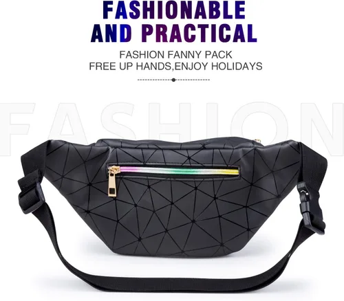 Vista 9 de JECIMER Riñonera para mujeres y hombres, Riñonera de moda para niñas, adolescentes y niños con 5 bolsas, cinturón negro, paquete de cintura, bolsa