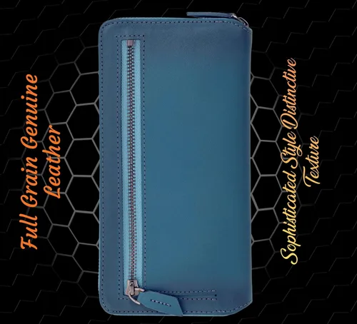 Vista 3 de Zippered Wallet Case for iPhone 18 Pro/17 Pro, RFID Protected 6 Card Slots Admiral Blue