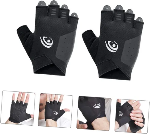 Vista 7 de GLEAVI Par de guantes de equitación para gimnasio, guantes de bicicleta para hombre, guantes de ciclismo de levantamiento de pesas, guantes de medio