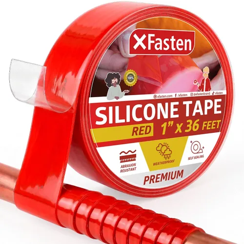 Vista 12 de XFasten - Cinta de silicona autofusible de 1 pulgada x 10 pies, de fontanería, cinta impermeable de sellado de fugas, goma gruesa para tuberías
