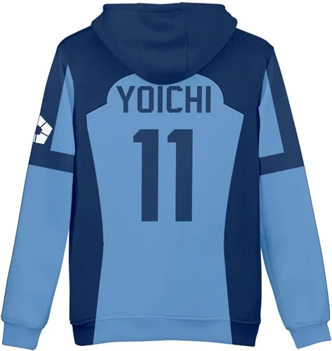 Vista 4 de My Sky Sudadera con capucha de manga larga con capucha de anime Blue Lock para adolescentes y adultos