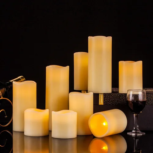 Vista 4 de Velas grandes de LED sin llama con temporizador remoto de 10 botones, de Ry