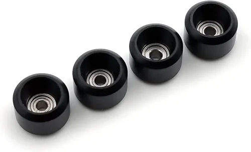 Vista 3 de SPITBOARDS Fingerboard Pro Ruedas con rodamientos de bolas reales, calidad profesional de poliuretano CNC, forma de ruedas de calle (negro)