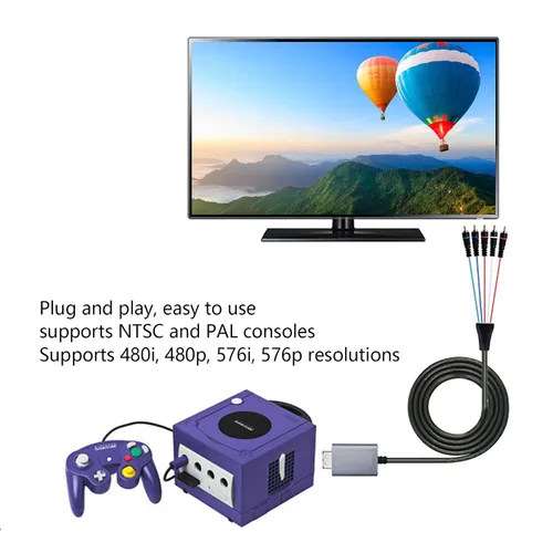 Vista 3 de Vbestlife Cable de componentes para Gamecube, componente de salida AV digital de doble blindaje 5RCA YPbPr Cable para Gamecube, 5.9ft 5.9ft
