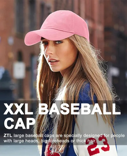 Vista 3 de Gorra de béisbol extragrande XXL para cabezas grandes de 23.6 a 25.6 pulgadas, gorra de béisbol de algodón extragrande, sombreros de papá sin