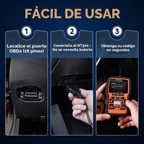 Vista 7 de FOXWELL NT301 OBD2 escáner de datos en vivo profesional mecánico OBDII lector de código de diagnóstico herramienta para comprobación de luz del motor