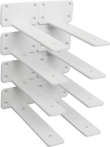 Vista 47 de Paquete de 2 - Soportes de estante en L ocultos negros de 4 pulgadas (1/5 pulgada de grosor) Soportes de estante flotante de hierro Soportes