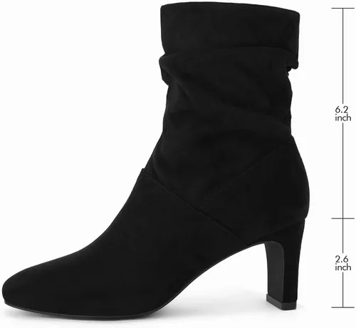 Vista 5 de Coutgo Botas de media pantorrilla para mujer, tacón grueso, punta cuadrada, con cremallera, botines de moda de otoño