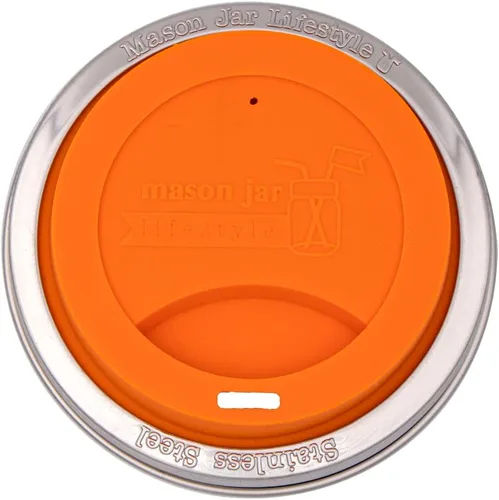 Vista 5 de Tapa de silicona para beber con banda de acero inoxidable para tarros Mason (Americana multicolor, boca regular)