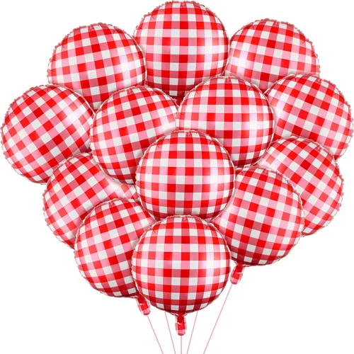 Vista 7 de Threan 50 globos de tablero de ajedrez de 18 pulgadas, rojo, blanco