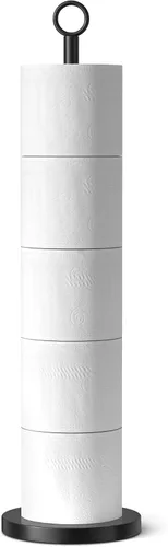 Vista 9 de Soporte para papel higiénico (con función de reserva), soporte de almacenamiento de rollos de repuesto independiente, acero inoxidable