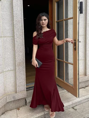 Vista 6 de YMDUCH Vestido de noche para mujer, elegante, sin mangas, con hombros descubiertos, ajustado, largo, formal, para fiesta