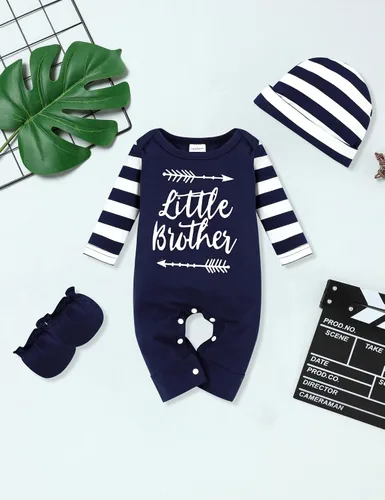 Vista 3 de Mameluco de bebé recién nacido con estampado de alfabeto, traje de una pieza