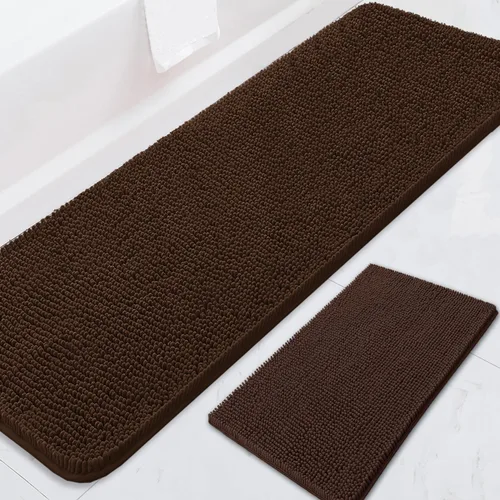 Vista 35 de Juegos de alfombras de baño de 2 piezas, alfombra de baño de felpilla extra suave ultra absorbente, alfombra de baño con base antideslizante de PVC