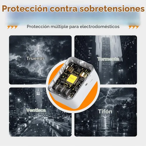 Vista 4 de Divisor de enchufe de pared múltiple, extensor de protector de sobretensión TESSAN de 4 salidas con 3 bloques de carga USB (2 USB C), expansor
