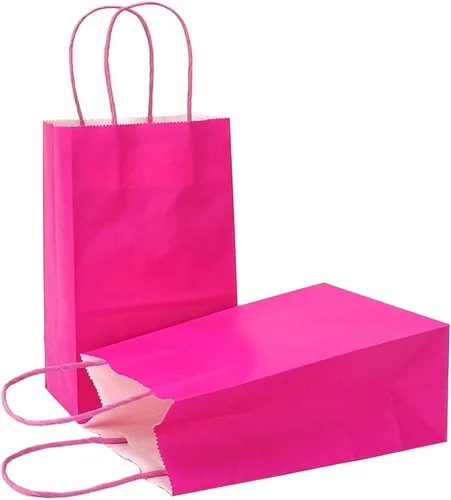 Vista 55 de AZOWA Bolsas de regalo mini de papel kraft con asas (Azul claro, 4x2.4x6, 25 piezas) Blue Color, Kraft Paper, Mini Size, 25 Pieces, Party Bags
