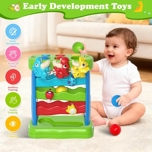 Vista 5 de AuroTops Juguetes para niños pequeños de 1, 2, 3 años, niños y niñas, juguete musical para niños de 12 a 18 meses, juguetes Montessori interactivos