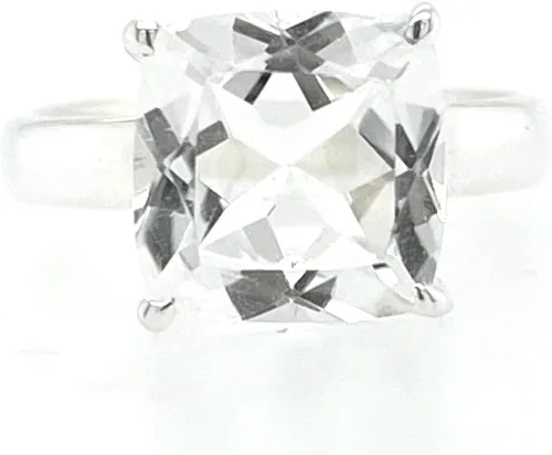 Vista 8 de Anillo de plata esterlina 925 maciza de cuarzo blanco de 2.5 quilates natural tamaño 6, 7, 8, 9