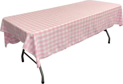 Vista 16 de LA Linen Mantel rectangular de poliéster Gingham a cuadros 60 por 84 pulgadas, blanco y verde oscuro