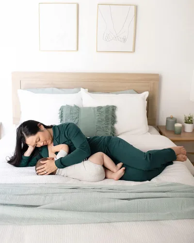 Vista 6 de Kindred Bravely Clea Bamboo Classic - Conjunto de pijama de manga larga para maternidad y lactancia
