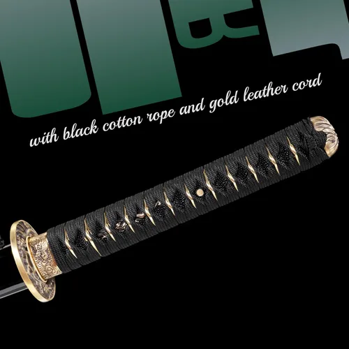 Vista 6 de Katana，Hand-Forged Katana Sword，Razor-Sharp 1095 & T10 Damascus Steel Blade, Full-Tang Structure for Martial Arts Practice, Collector's Display