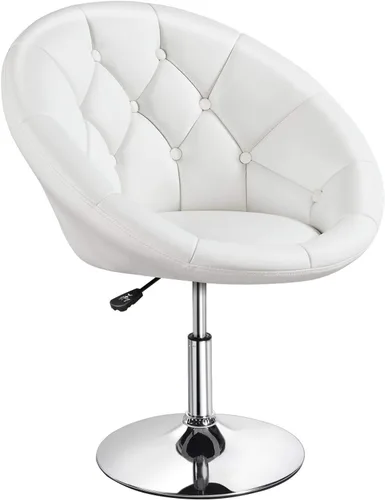Vista 10 de Yaheetech Silla contemporánea con respaldo tapizado redondo, altura ajustable, giratoria, moderna, para tocador, negra Negro