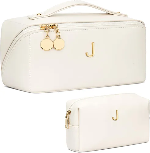 Vista 60 de Regalos de cumpleaños para mujeres y adolescentes, juego de bolsas organizadoras de maquillaje con iniciales personalizadas, bolsa de cosméticos