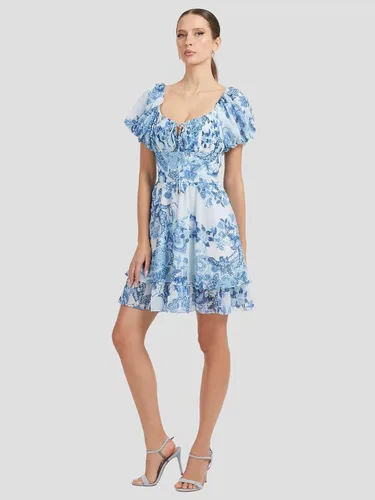 Vista 2 de GUESS Vestido Gilda fruncido de manga corta para mujer