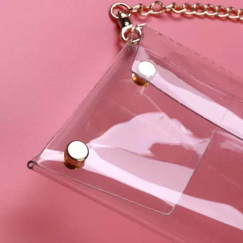 Vista 6 de BESTOYARD Bolso bandolera con correa de cadena para mujer, Transparente, Pvc