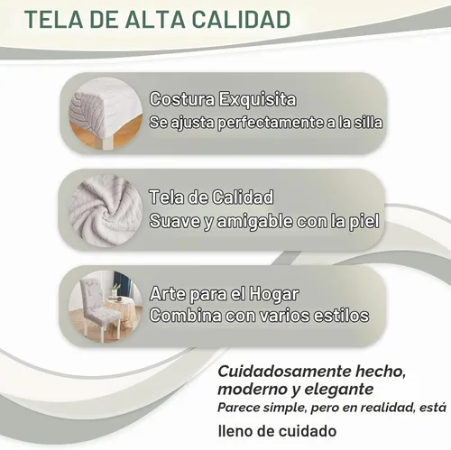 Vista 4 de Juego de 4 fundas elásticas para sillas de comedor, de elastano, protectores extraíbles y lavables para sillas de cocina, fundas ajustables