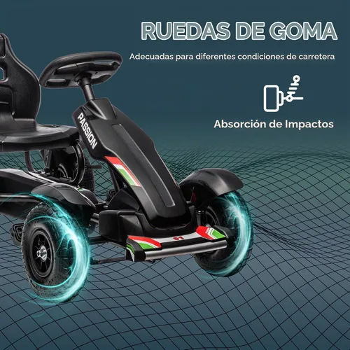 Vista 5 de Aosom Kids Pedal Go Kart Adjustable Seat Sharp Handling Ages 5-12 Black Negro
