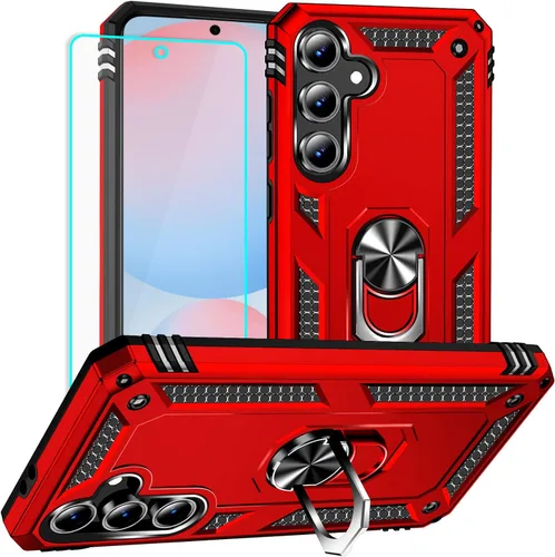 Vista 9 de Funda para Samsung Galaxy S24 FE: con protector de pantalla, fundas protectoras de grado militar con soporte de anillo de dedo para Samsung S24 FE