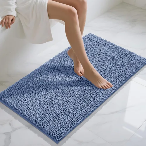Vista 100 de Yimobra Tapetes de baño lavables, de chenilla súper suave y absorbente, para suelo y alfombra, de secado rápido, antideslizante, para bañera y Beige