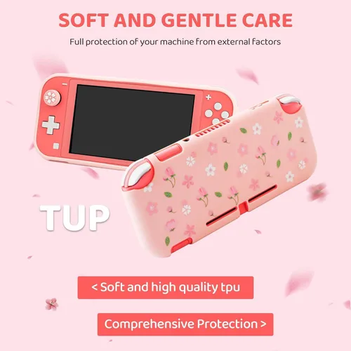 Vista 5 de RHOTALL Pink-White Cherry Blossom Carrying Case for Nintendo Switch Lite, Potable Storage Case for Switch Accessories with Protective Case, Screen