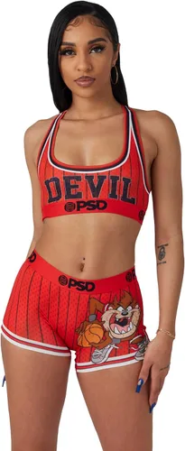 Vista 2 de PSD Looney Tunes - Brasier deportivo para mujer con espalda cruzada con tela de microfibra transpirable