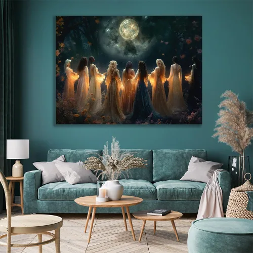 Vista 7 de Moon Calling Magic Witchy Ritual Mythical Wall Art Print - Póster de Halloween de bruja de invocación mística
