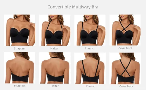 Vista 5 de SEA BBOT Sujetador sin tirantes antideslizante con espalda baja para mujer, brasier con efecto push up multisentido