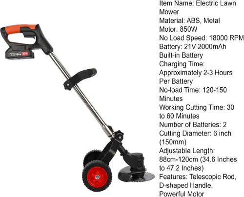 Vista 9 de Weed Eater, 3 en 1 inalámbrico Wacker - Cortadora de césped eléctrica con batería de 21 V 2000 mAh para jardín y patio con rueda (negro EE.UU.)