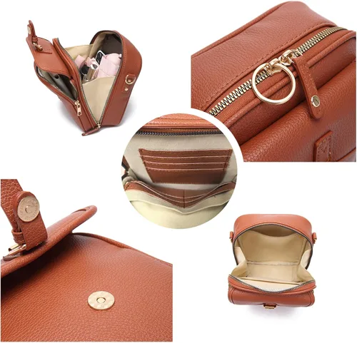 Vista 4 de Comebybuy - Bolso estilo vintage con ranuras para tarjetas, bolsa cruzada para mujer