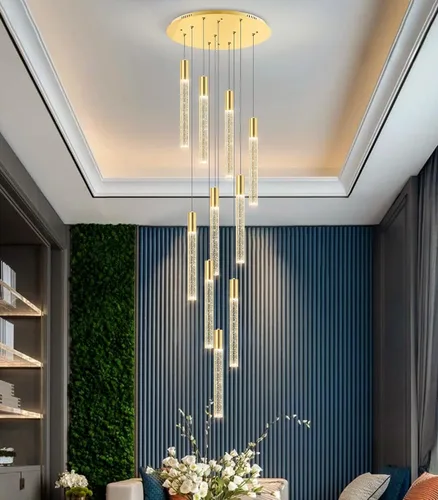 Vista 5 de Candelabros de luces largas para sala de estar, entrada, comedor moderno, luces LED, lámparas colgantes, lámparas de cristal, accesorios