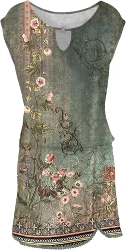 Vista 2 de Vestidos de verano para mujer 2023 Vestido de playa de moda con estampado floral con elegante ribete de ganchillo de encaje