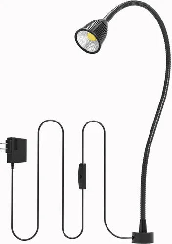 Vista 10 de Luz de trabajo magnética LED de 15.748 in Lámpara de cuello de cisne flexible 500 lúmenes 120 voltios para máquina de coser, torno de fresado