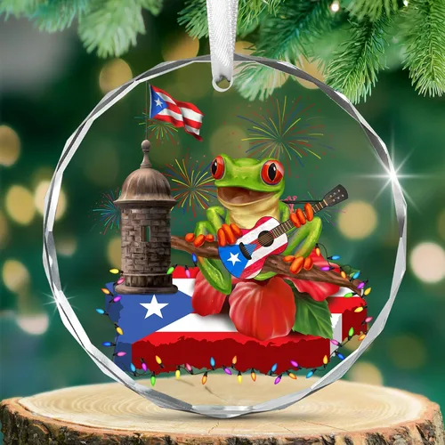 Vista 10 de FLAGWIX Regalos de Navidad de Puerto Rico para mujeres y hombres, adornos de madera 2025 para decoración de árboles, adorno de Navidad de Puerto
