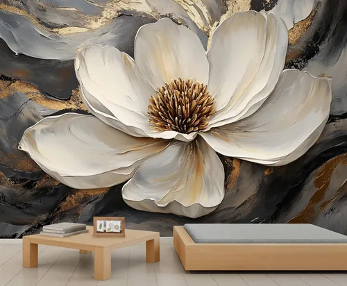 Vista 10 de Mural de pared floral retro, papel tapiz rústico floral de bar, flores abstractas 3D, impermeable, para cafetería, restaurante, sala de estar