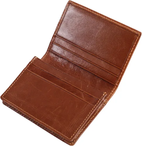 Vista 9 de Billetera delgada de cuero auténtico con bolsillo frontal, espacio para identificación y tarjetero con tecnología RFID