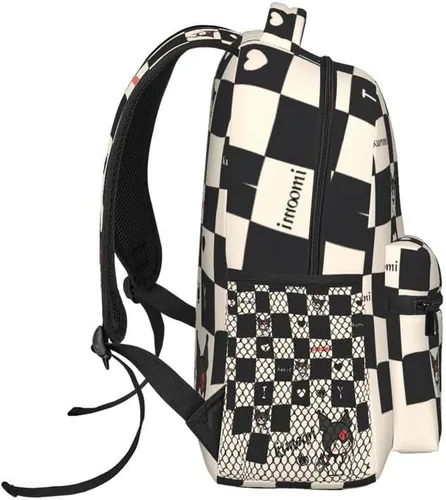 Vista 5 de Mochila de anime para niñas y mujeres, mochilas kawaii de dibujos animados, mochila de viaje ligera y bonita, Negro