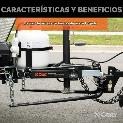 Vista 6 de CURT 17063 MV kit de remolque con barra redonda de distribución de peso 1,000-1,400 lb Tongue Weight, Lubrication Zerk, Forged Spring Bars, 2