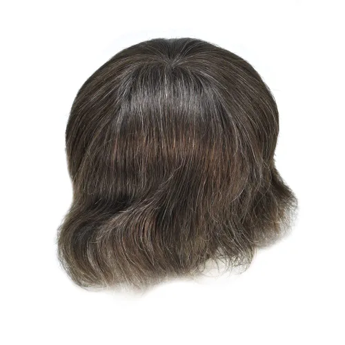 Vista 448 de Toupee para hombre 100% cabello humano real tupé para hombres 0.004 in piel de poliuretano para hombre, sistema de reemplazo de piezas de pelo