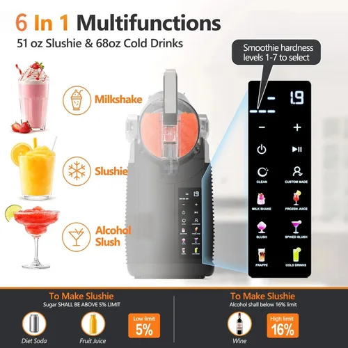 Vista 2 de COWSAR Máquina de granizado para el hogar 68 oz Frozen Drink Maker Textura ajustable